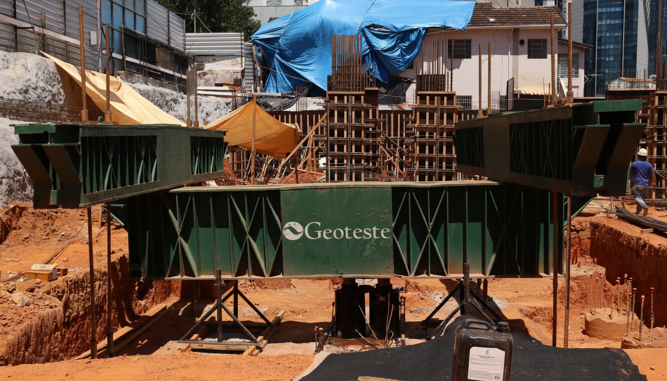 Prova de Carga Estática sendo executada pela Geoteste
